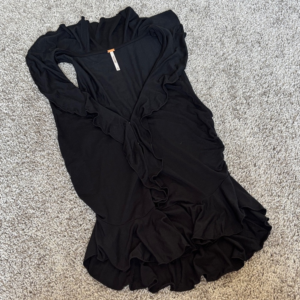 Free People Black Ruffled Tank Top